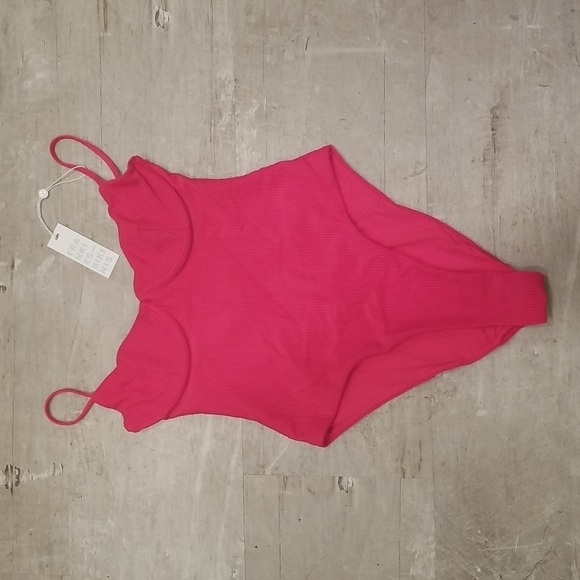 💕FRANKIE'S BIKINIS💕 Marie Ribbed Underwire Swimsuit Rosewood Small S NWT - Picture 4 of 8
